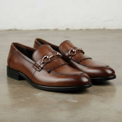 Men's Brown Fringe Leather Bit Loafers