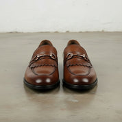 Men's Brown Fringe Leather Bit Loafers