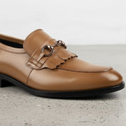 Men's Tan Fringe Leather Bit Loafers — Wesley