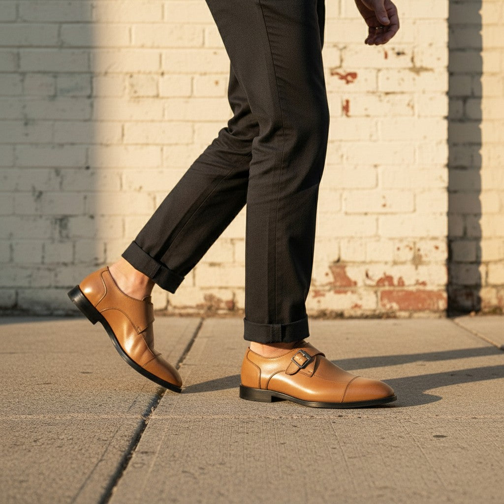 Men's Tan Leather Monks