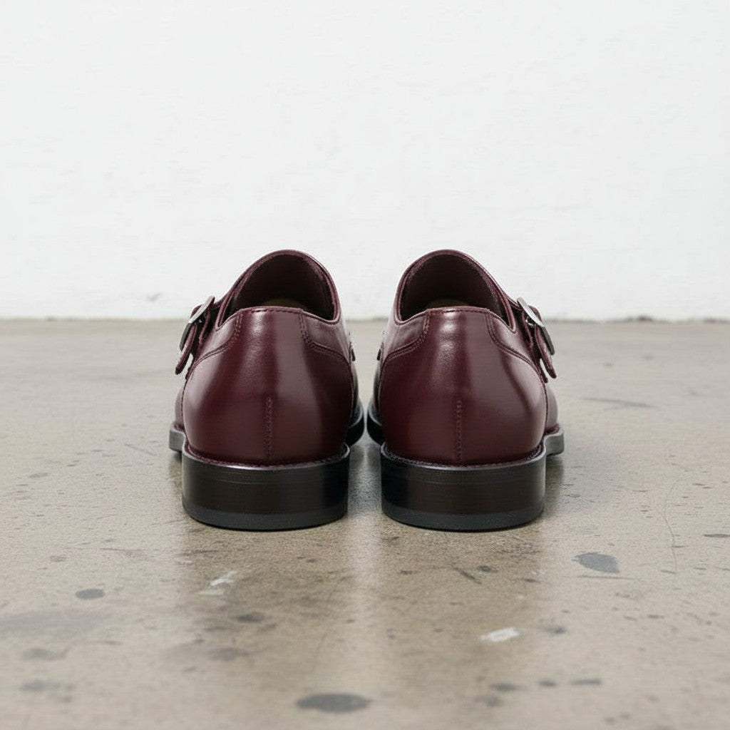 Men's Burgundy Leather Monks Shoes