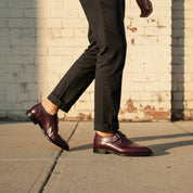 Men's Burgundy Leather Monks Shoes
