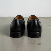 Men's Black Apron-Toe Leather Tassel Loafers