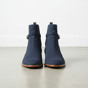 Men's Navy Blue Suede Buckle Ankle Boots