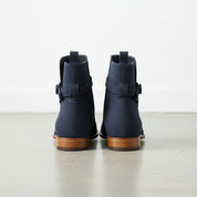 Men's Navy Blue Suede Buckle Ankle Boots