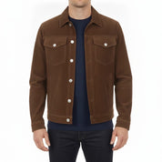 Men's Brown Suede Trucker Jacket