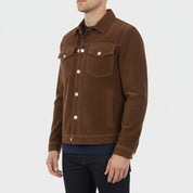 Men's Brown Suede Trucker Jacket