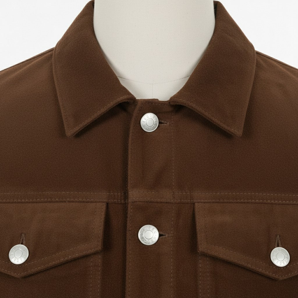 Men's Brown Suede Trucker Jacket