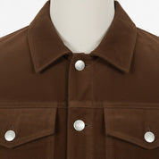 Men's Brown Suede Trucker Jacket