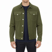 Men's Olive Green Suede Trucker Jacket