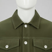 Men's Olive Green Suede Trucker Jacket