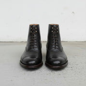Men's Black Cap-Toe Leather Oxford Boots