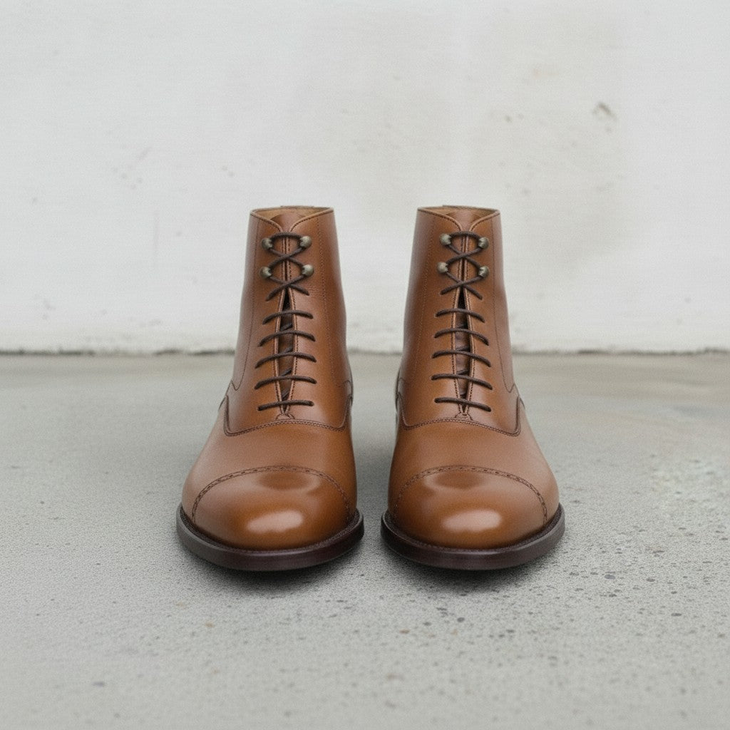 Men's Tan Cap-Toe Leather Oxford Boots
