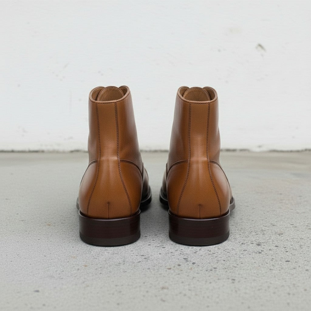 Men's Tan Cap-Toe Leather Oxford Boots