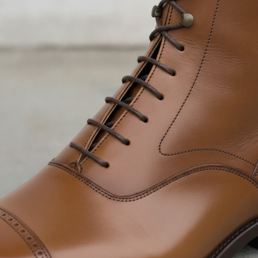 Men's Tan Cap-Toe Leather Oxford Boots