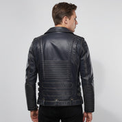 Men's Black Leather Biker Jacket