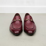Men's Burgundy Ostrich-Embossed Leather Bit Loafers