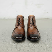 Men's Brown and Tan Wingtip Leather Oxford Boots