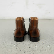 Men's Brown and Tan Wingtip Leather Oxford Boots