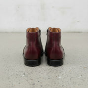 Men's Burgundy and Tan Wingtip Leather Oxford Boots