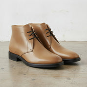 Men's Tan Patent Leather Chukka Boots