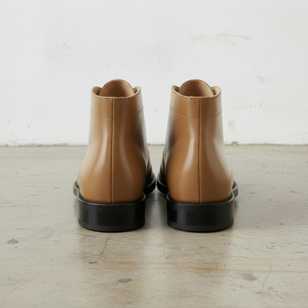Men's Tan Patent Leather Chukka Boots