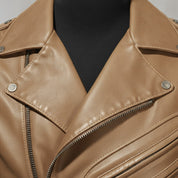 Men's Tan Leather Biker Jacket