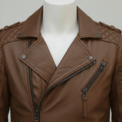 Men's Brown Leather Biker Jacket