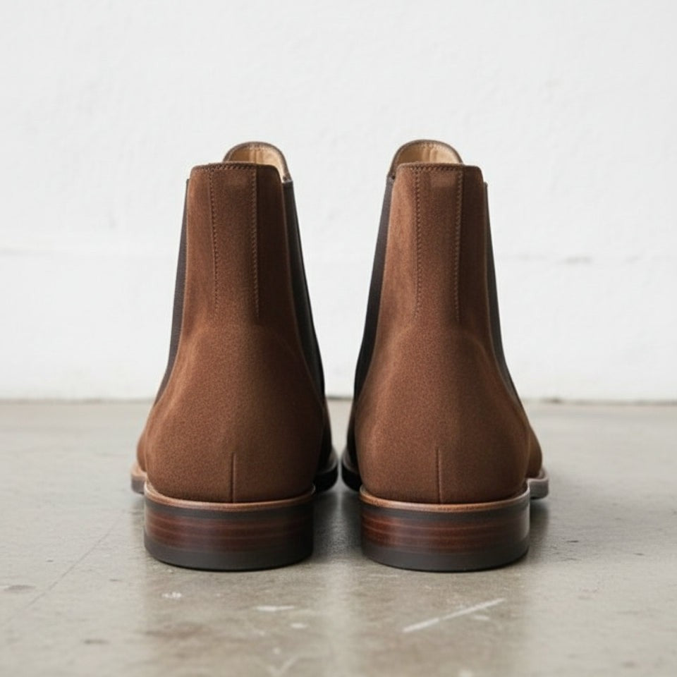 Men's Brown Suede Plain-Toe Chelsea Boots