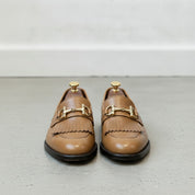Men's Tan Plain-Toe Leather Bit Loafers