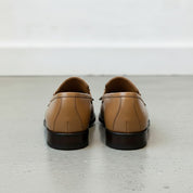 Men's Tan Plain-Toe Leather Bit Loafers