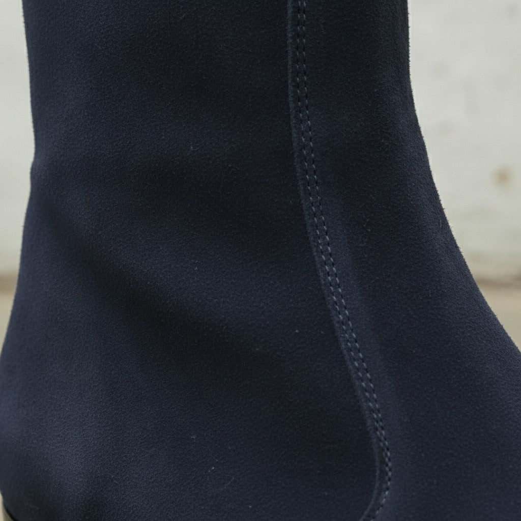 Men's Navy Blue Plain-Toe Suede Zipper Boots