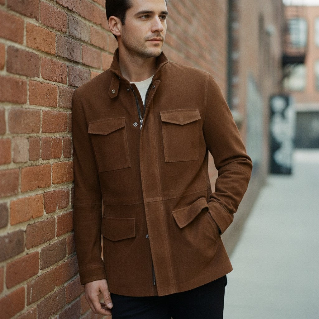 Men's Brown Suede Field Jacket