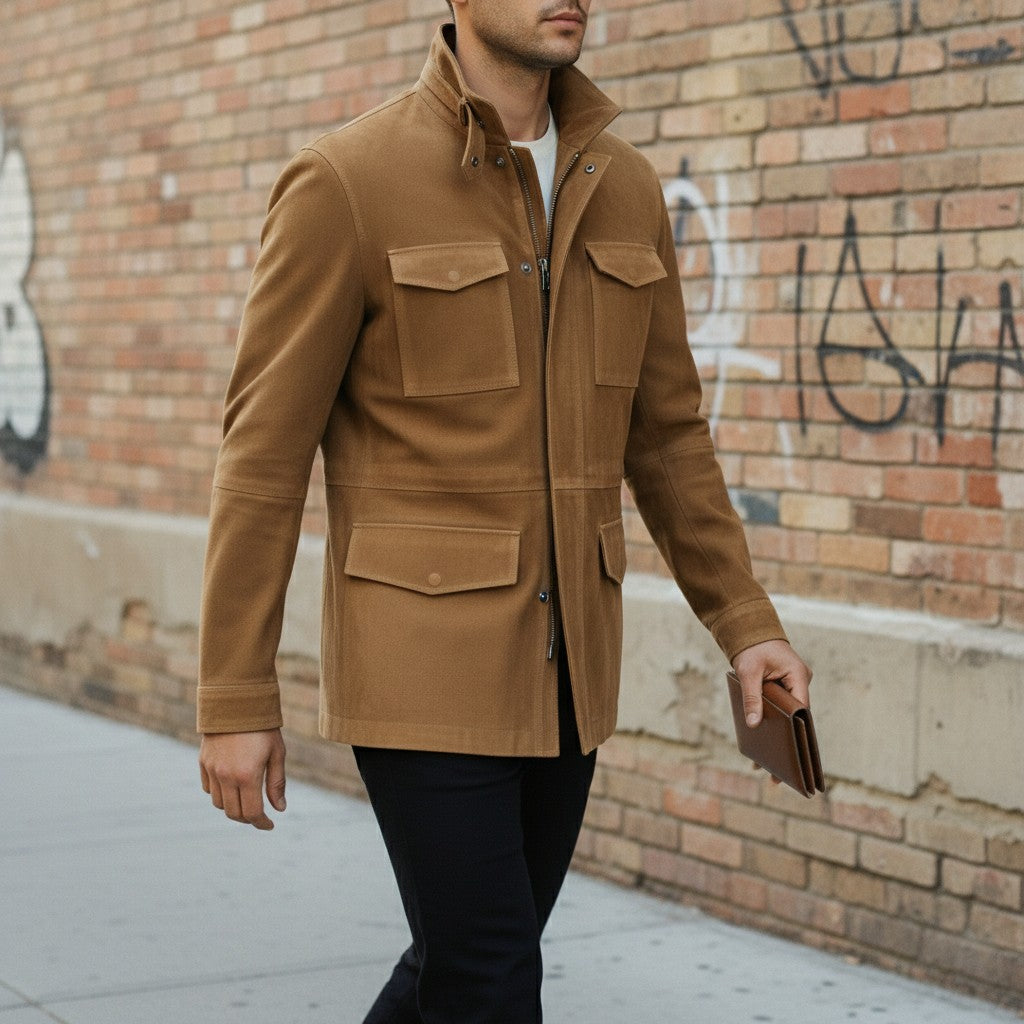 Men's Tan Suede Field Jacket