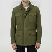 Men's Olive Green Suede Field Jacket
