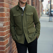Men's Olive Green Suede Field Jacket