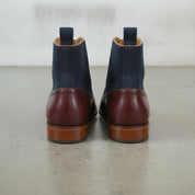 Men's Burgundy and Navy Cap-Toe Leather Oxford Boots