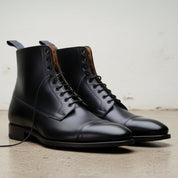 Men's Black Cap-Toe Leather Boots