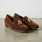 Men's Brown Suede Tassel Loafers