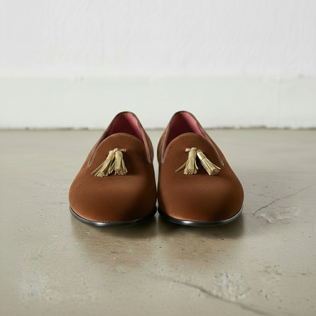 Men's Brown Suede Tassel Loafers