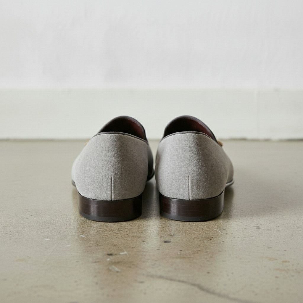 Men's Light Gray Suede Tassel Loafers