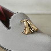 Men's Light Gray Suede Tassel Loafers