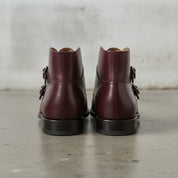 Men's Burgundy Cap-Toe Leather Double Monk Boots