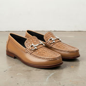 Men's Tan Apron-Toe Leather Bit Loafers