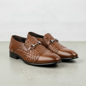 Men's Brown Cap-Toe Leather Bit Loafers