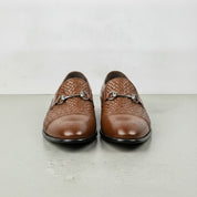 Men's Brown Cap-Toe Leather Bit Loafers