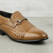 Men's Tan Cap-Toe Leather Bit Loafers