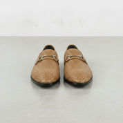 Men's Tan Woven Leather Bit Loafers