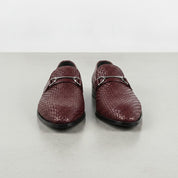 Men's Burgundy Woven Leather Bit Loafers
