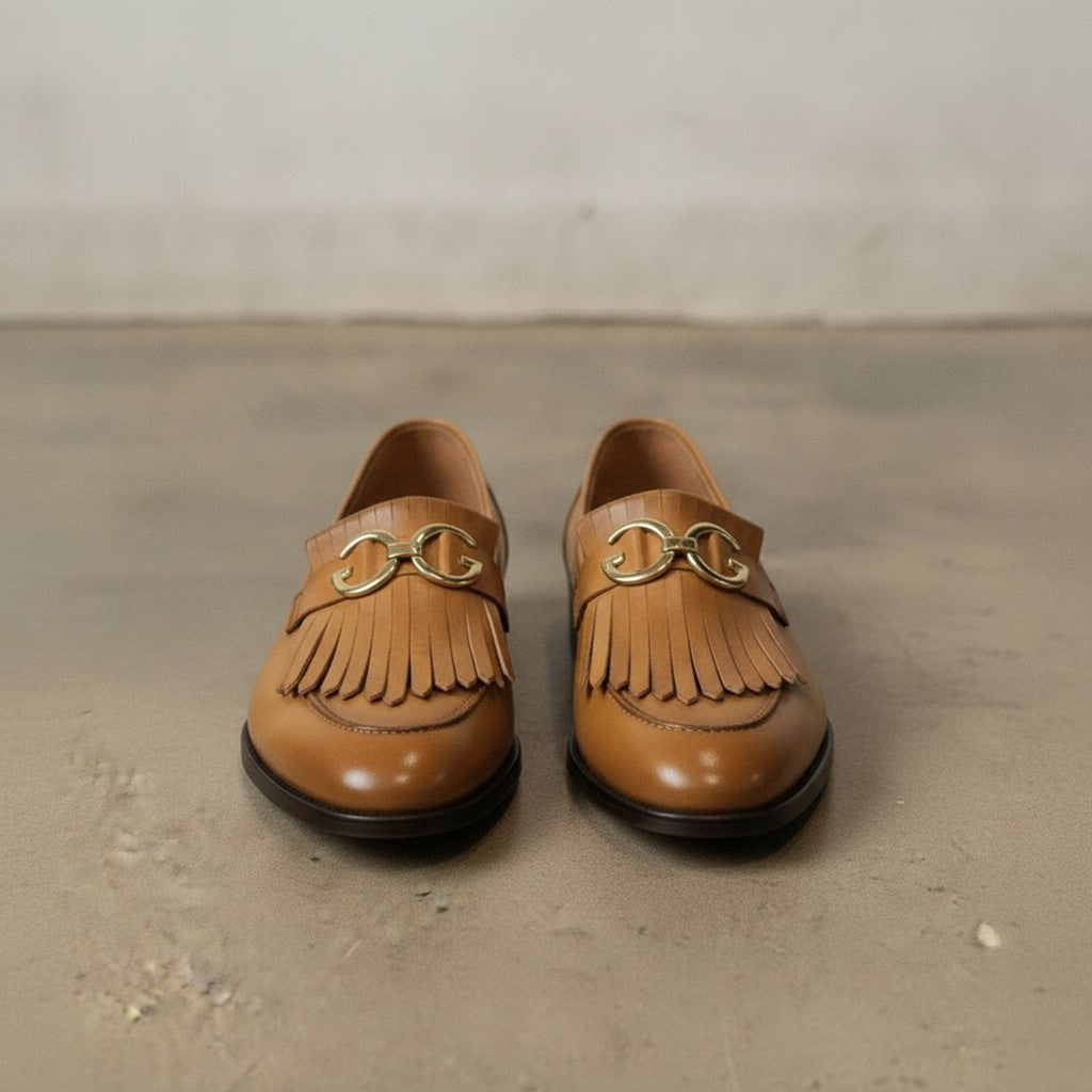 Men's Tan Leather Bit Loafers